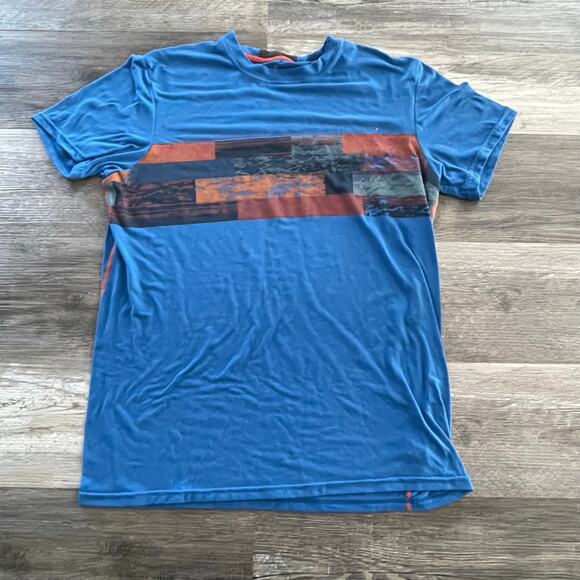 Blue Prana Abstract Hidden Mountain Landscape Block Graphic‎ T-Shirt - Picture 1 of 6